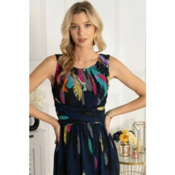 Jolie Moi Blue Printed Chiffon Belted Maxi Dress -Jolie Moi Shop unnamed file 856