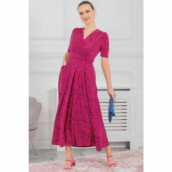 Jolie Moi Purple Animal Print Jersey Maxi Dress