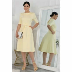 Jolie Moi Yellow Maayan Fold Neck Dress -Jolie Moi Shop unnamed file 87