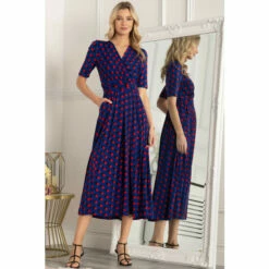 Jolie Moi Blue Akayla Printed Jersey Maxi Dress