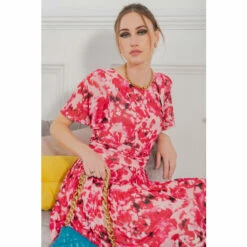 Jolie Moi Pink Gianna Print Mesh Maxi Dress -Jolie Moi Shop unnamed file 900