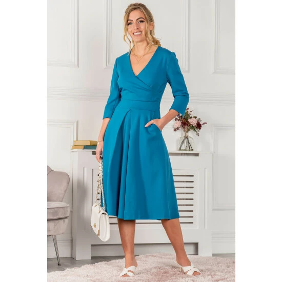 unnamed-file-916.jpg Jolie Moi Blue Paige 3/4 Sleeve Wrap Dress -Jolie Moi Shop unnamed file 916