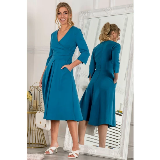 unnamed-file-919.jpg Jolie Moi Blue Paige 3/4 Sleeve Wrap Dress -Jolie Moi Shop unnamed file 919