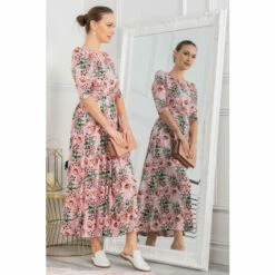 Jolie Moi Dorothy Pink 3/4 Sleeve Maxi Dress -Jolie Moi Shop unnamed file 932