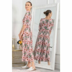 Jolie Moi Dorothy Pink 3/4 Sleeve Maxi Dress -Jolie Moi Shop unnamed file 933