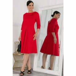 Jolie Moi Red Kyndall Sleeve Midi Dress