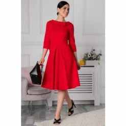 Jolie Moi Red Kyndall Sleeve Midi Dress -Jolie Moi Shop unnamed file 945