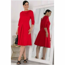 Jolie Moi Red Kyndall Sleeve Midi Dress -Jolie Moi Shop unnamed file 948