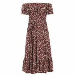 Jolie Moi Red Ruffle Tiered Hem Midi Dress -Jolie Moi Shop unnamed file 955