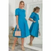 Jolie Moi Blue Sophia Button Collar Dress