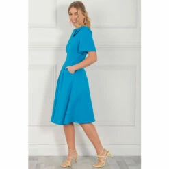 Jolie Moi Blue Sophia Button Collar Dress -Jolie Moi Shop unnamed file 967