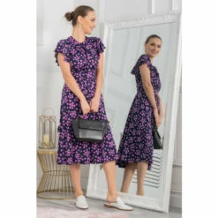 Jolie Moi Blue Beverly Tie Neck Midi Dress -Jolie Moi Shop unnamed file 985