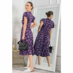 Jolie Moi Blue Beverly Tie Neck Midi Dress -Jolie Moi Shop unnamed file 986